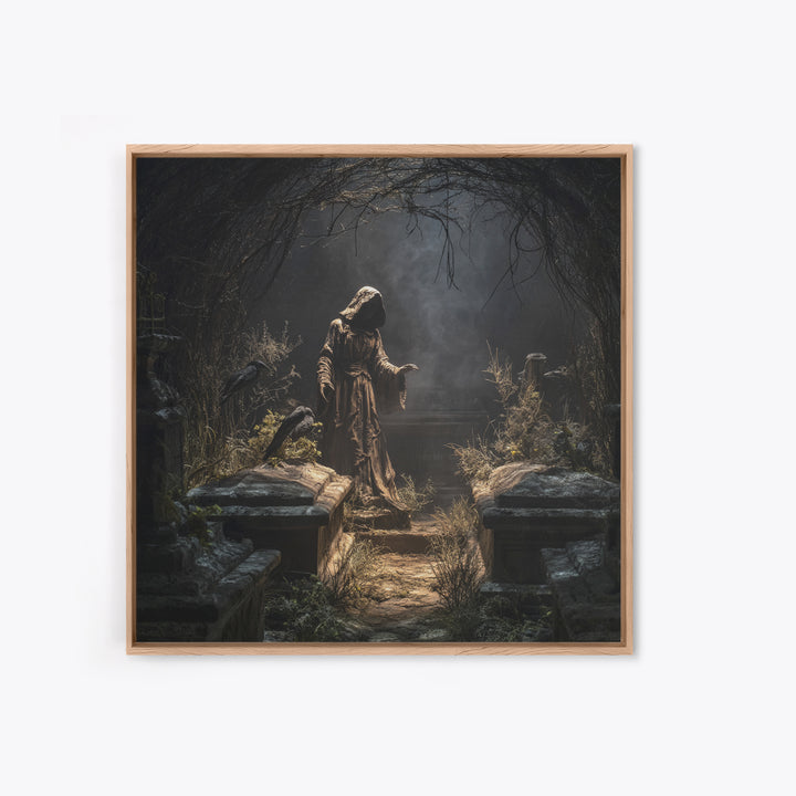 The Forgotten Crypt, Square Wall Art, Dark Halloween Decor, Canvas Print, Halloween Wall Decor, Gothic Home Decor, Horror Wall Art