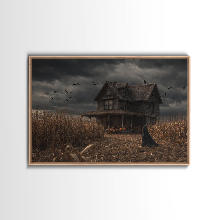 The Possessed Farmhouse, Landscape Wall Art, Dark Halloween Decor, Canvas Print, Halloween Wall Decor, Gothic Home Decor, Macabre Wall Art