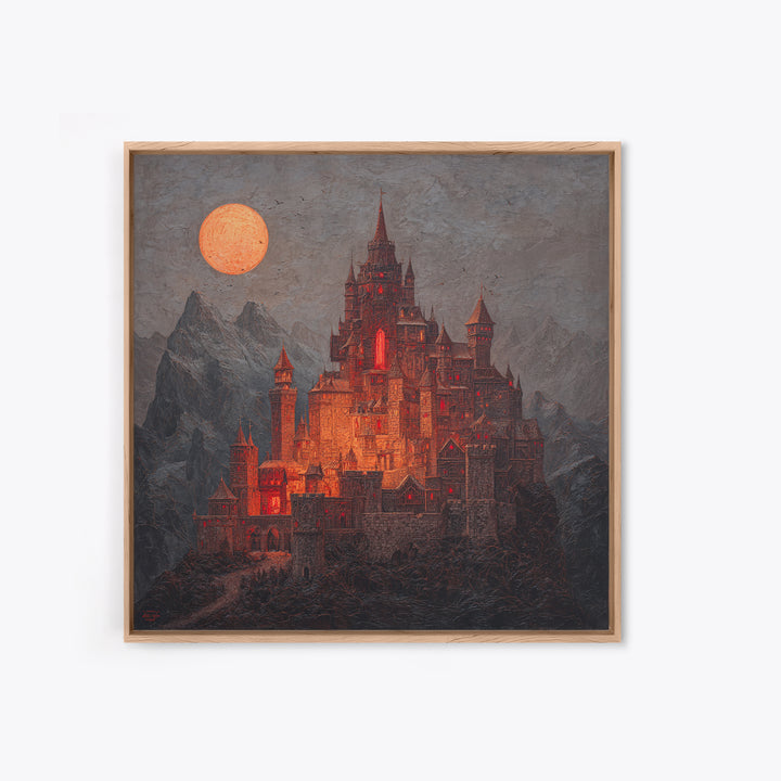 The Vampire Castle, Square Wall Art, Spooky Home Decor, Canvas Print, Halloween Wall Decor, Gothic Home Decor, Dark Fantasy Art