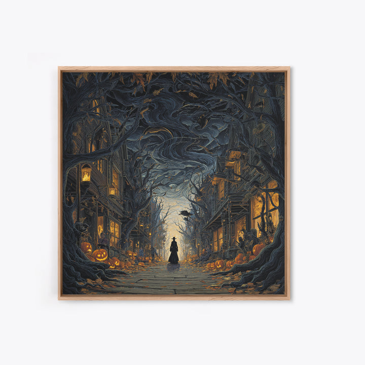 The Ghost Town Main Street, Square Wall Art, Spooky Home Decor, Canvas Print, Halloween Wall Decor, Gothic Home Decor
