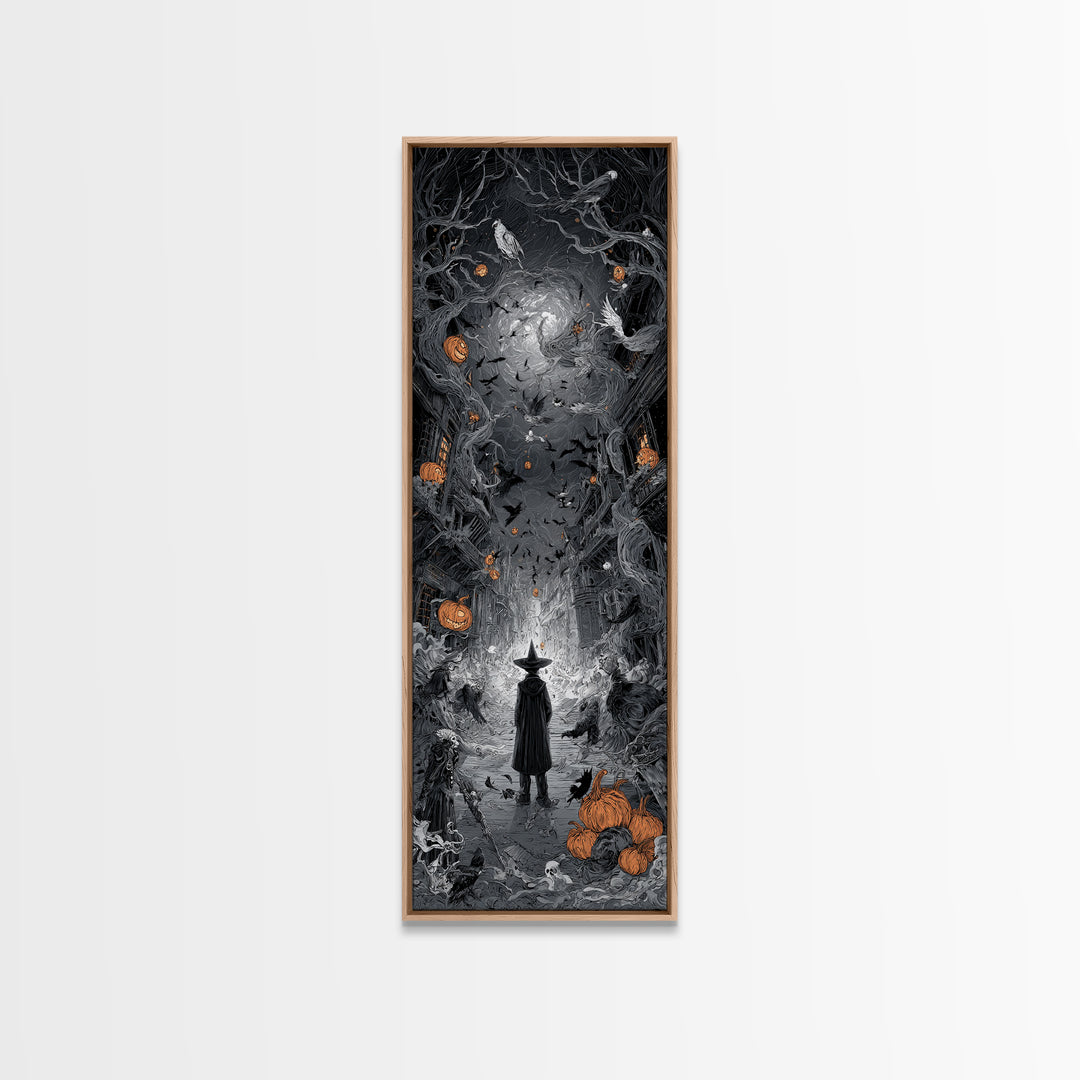 The Ghost Town Main Street, Tall Narrow Wall Art, Dark Fantasy Wall Art, Canvas Print, Halloween Wall Decor, Gothic Home Decor