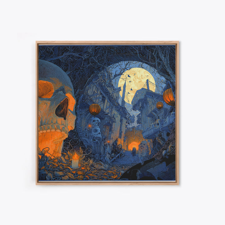The Endless Catacombs, Square Wall Art, Haunted Gothic Art, Framed Canvas Print, Halloween Wall Decor, Gothic Home Decor, Dark Fantasy Art