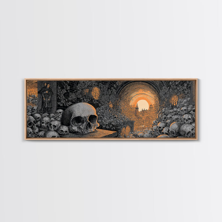 The Endless Catacombs, Extra Wide Wall Art, Dark Halloween Decor, Canvas Print, Halloween Wall Decor, Gothic Home Decor