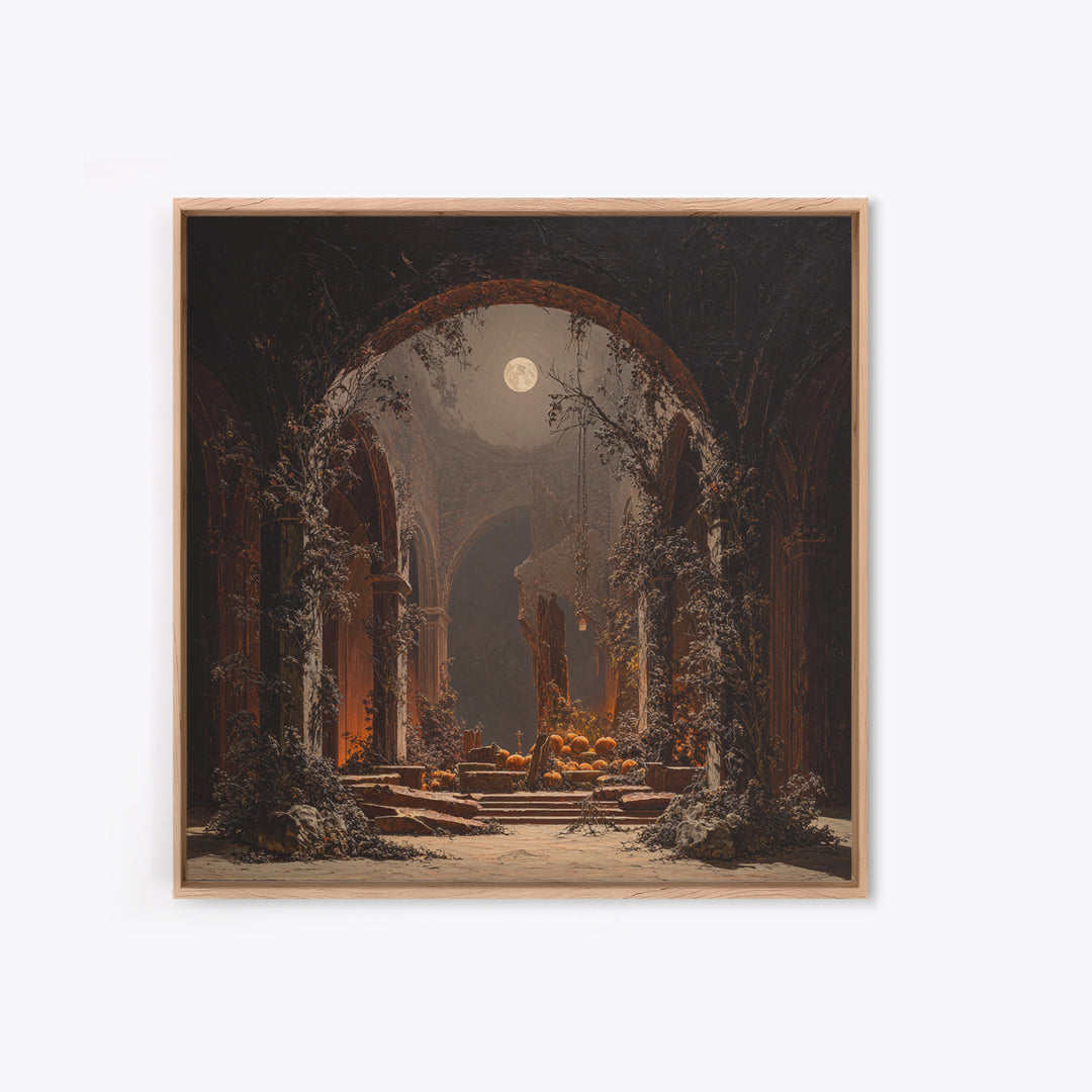 The Overgrown Chapel, Square Wall Art, Spooky Home Decor, Canvas Print, Halloween Wall Decor, Gothic Home Decor, Spooky Wall Decor