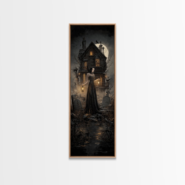 The Foggy Swamp Shack, Tall Narrow Wall Art, Spooky Home Decor, Canvas Print, Halloween Wall Decor, Gothic Home Decor, Macabre Wall Art
