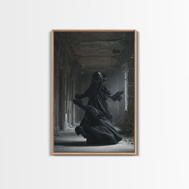 The Derelict Asylum, Vertical Wall Art, Macabre Wall Art, Framed Canvas Print, Halloween Wall Decor, Gothic Home Decor, Halloween Decor