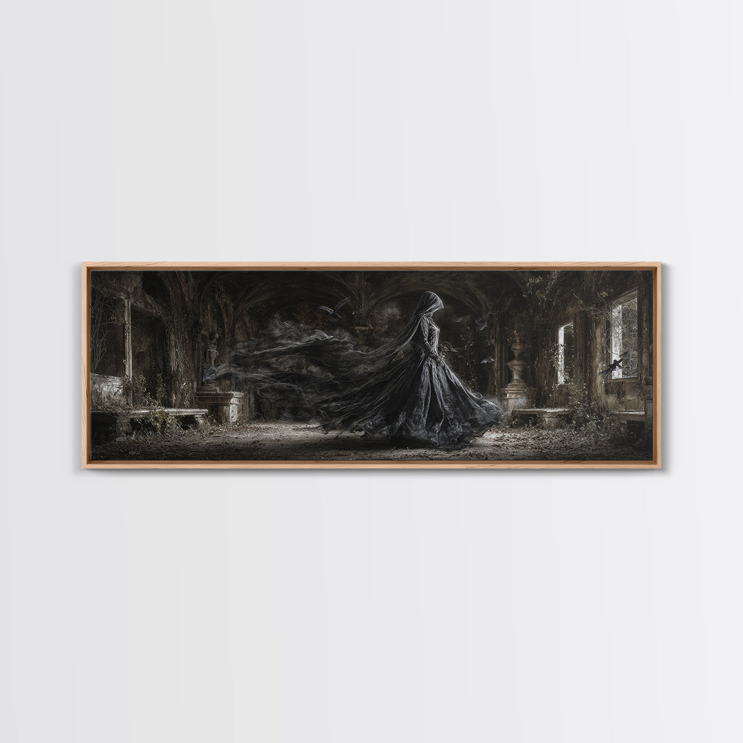The Derelict Asylum, Extra Wide Wall Art, Spooky Home Decor, Canvas Print, Halloween Wall Decor, Gothic Home Decor, Collectible Wall Decor
