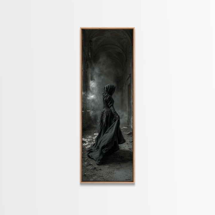 The Derelict Asylum, Tall Narrow Wall Art, Dark Halloween Decor, Canvas Print, Halloween Wall Decor, Gothic Home Decor, Macabre Wall Art
