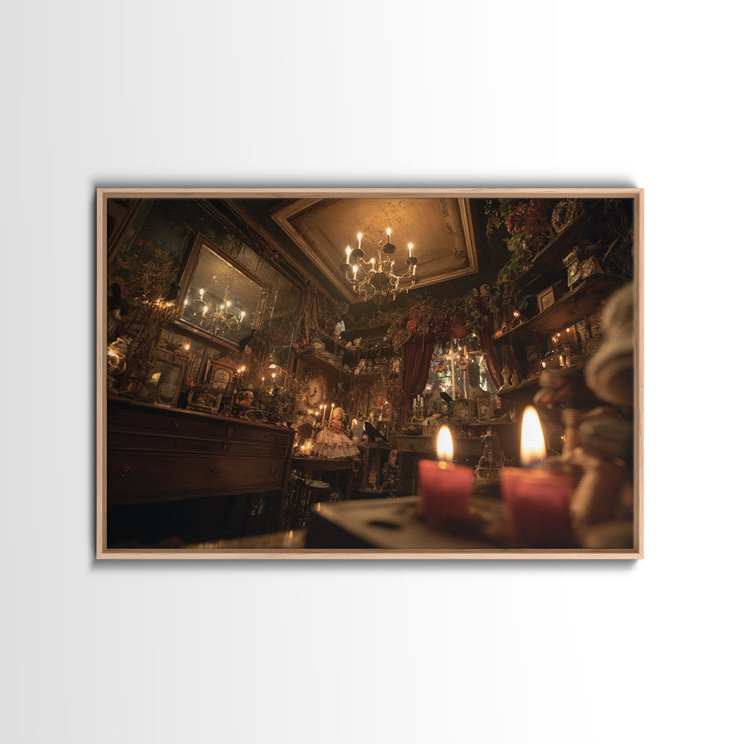 The Midnight Antique Shop, Landscape Wall Art, Dark Halloween Decor, Canvas Print, Halloween Wall Decor, Gothic Home Decor
