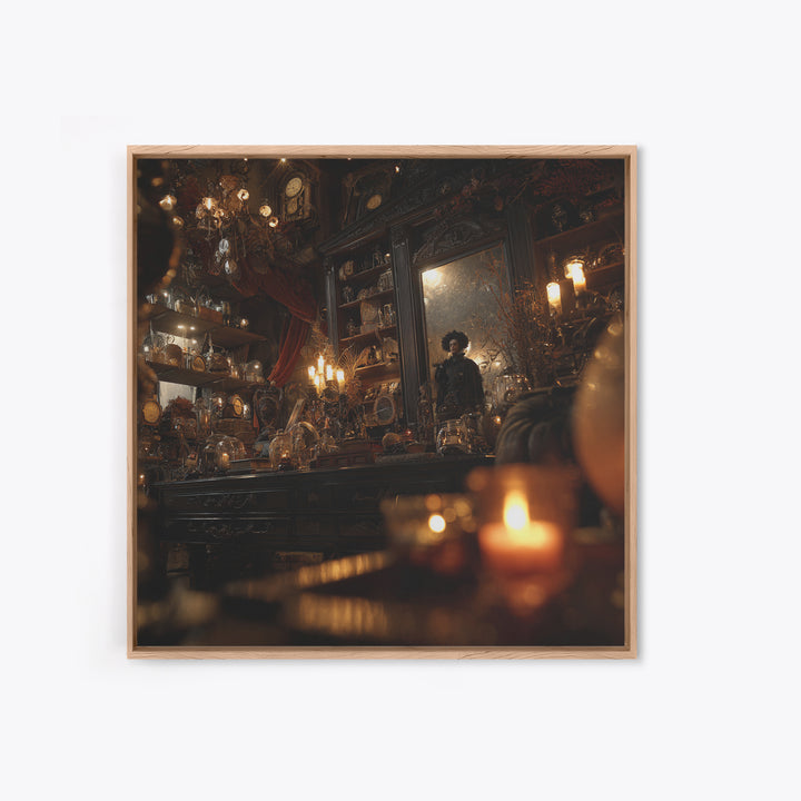 The Midnight Antique Shop, Square Wall Art, Haunted Gothic Art, Framed Canvas Print, Halloween Wall Decor, Gothic Home Decor