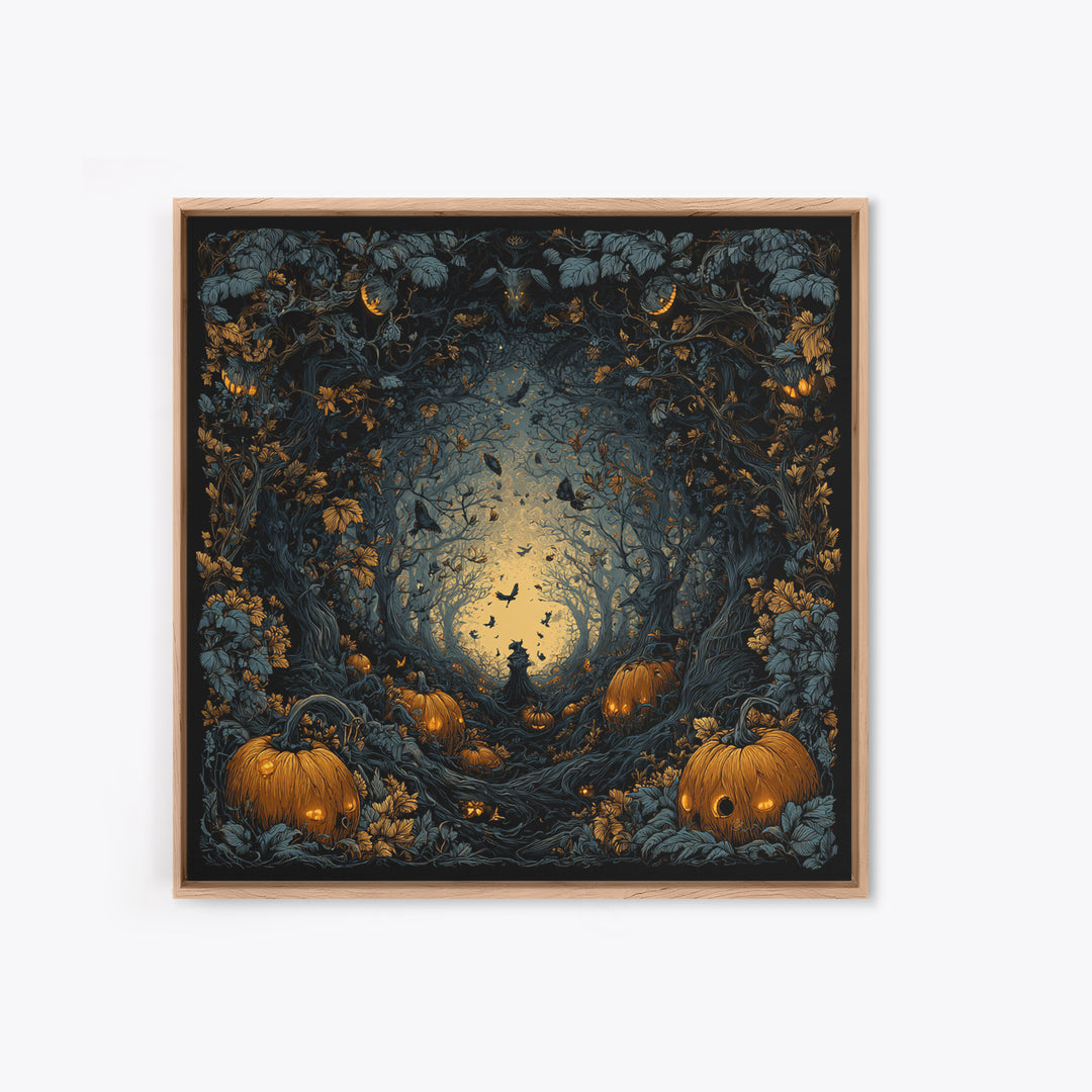 The Pumpkin Patch Maze, Square Wall Art, Dark Halloween Decor, Canvas Print, Halloween Wall Decor, Gothic Home Decor, Collectible Wall Decor