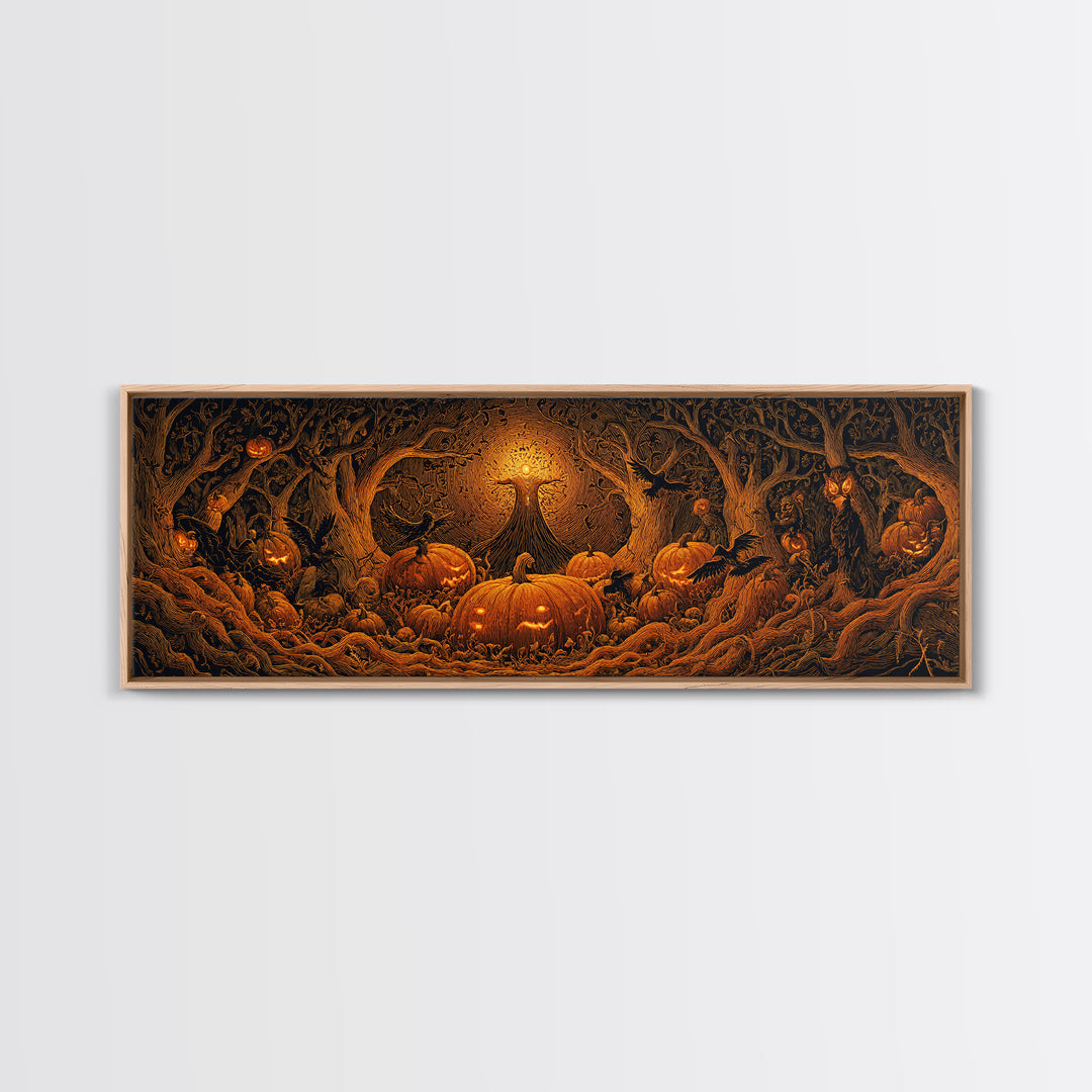 The Pumpkin Patch Maze, Extra Wide Wall Art, Spooky Home Decor, Canvas Print, Halloween Wall Decor, Gothic Home Decor