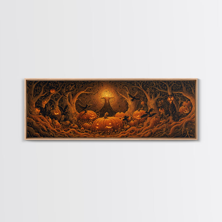 The Pumpkin Patch Maze, Extra Wide Wall Art, Spooky Home Decor, Canvas Print, Halloween Wall Decor, Gothic Home Decor