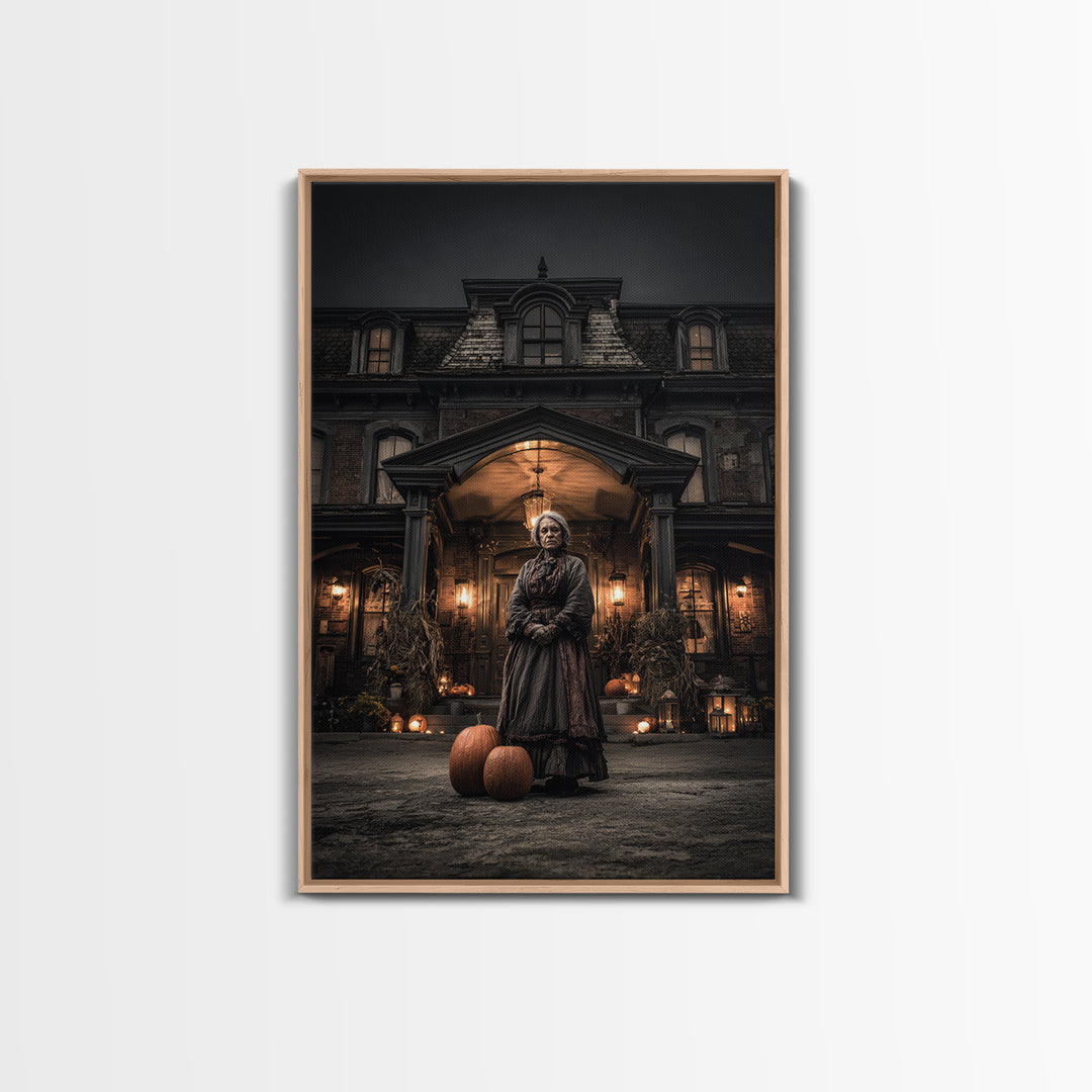 The Haunted Hotel, Vertical Wall Art, Macabre Wall Art, Framed Canvas Print, Halloween Wall Decor, Gothic Home Decor, Spooky Wall Decor