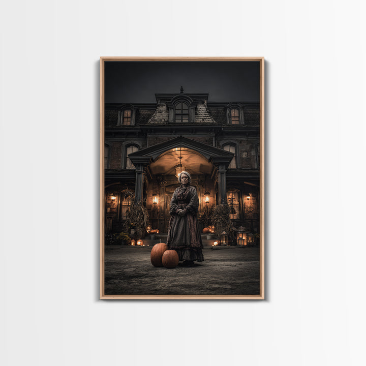 The Haunted Hotel, Vertical Wall Art, Macabre Wall Art, Framed Canvas Print, Halloween Wall Decor, Gothic Home Decor, Spooky Wall Decor