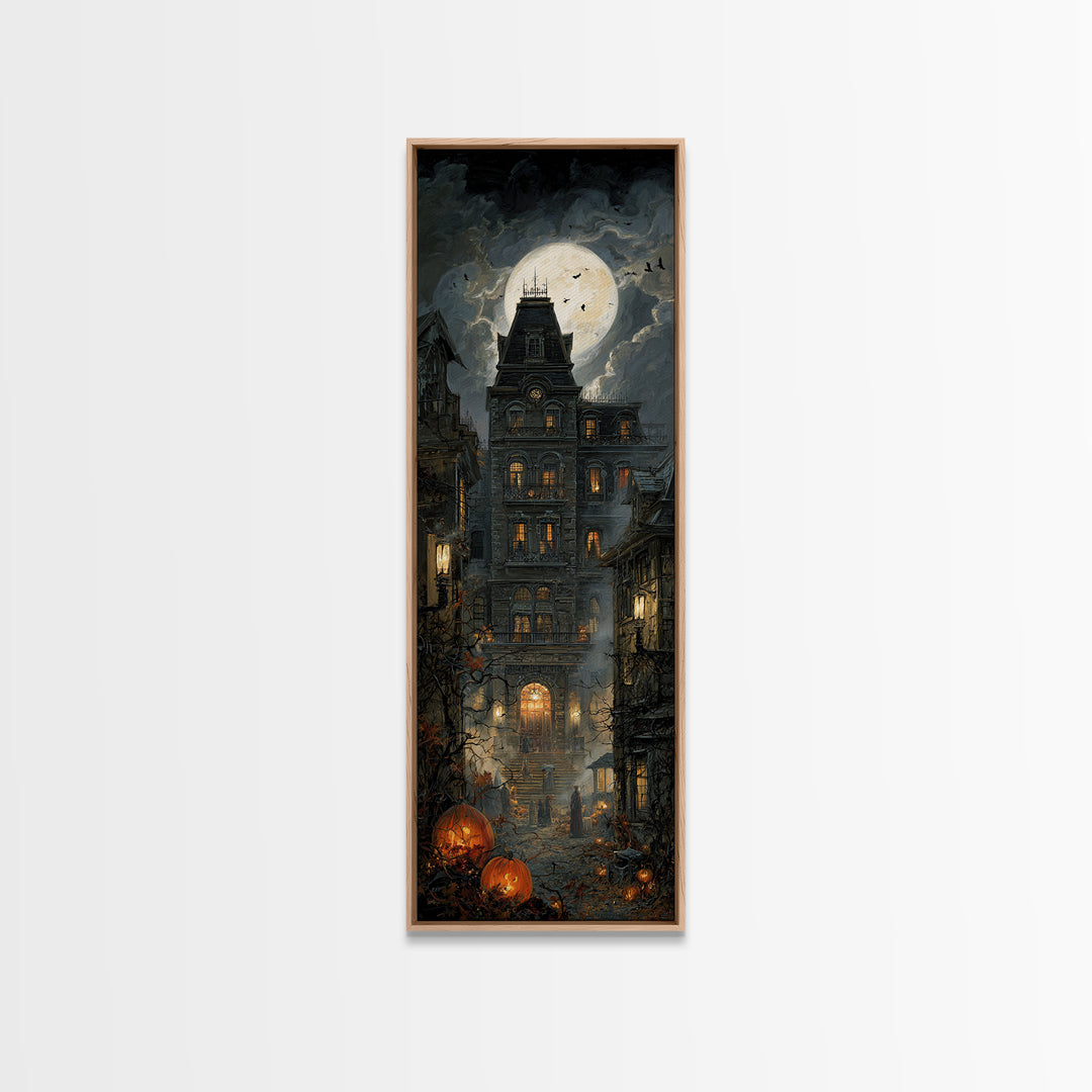The Haunted Hotel, Tall Narrow Wall Art, Spooky Home Decor, Canvas Print, Halloween Wall Decor, Gothic Home Decor, Macabre Wall Art