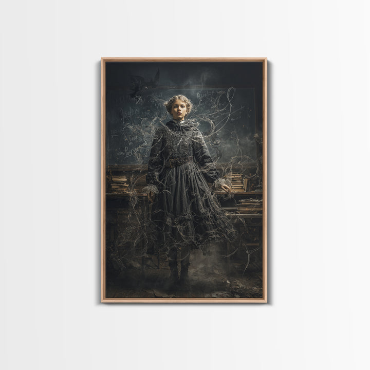 The Silent Schoolhouse, Vertical Wall Art, Gothic Horror Wall Art, Framed Canvas Print, Halloween Wall Decor, Gothic Home Decor