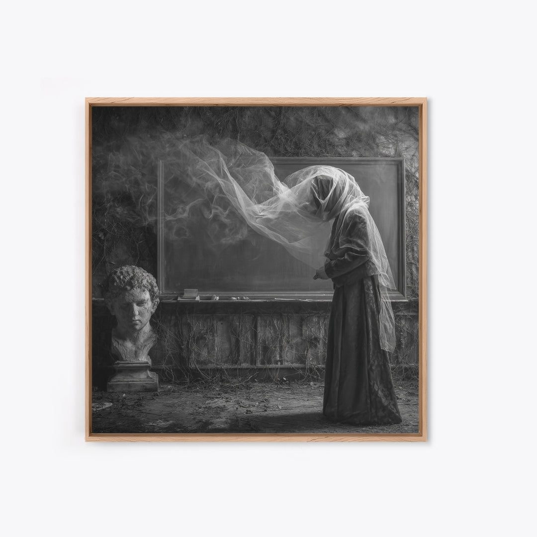 The Silent Schoolhouse, Square Wall Art, Gothic Horror Wall Art, Framed Canvas Print, Halloween Wall Decor, Gothic Home Decor