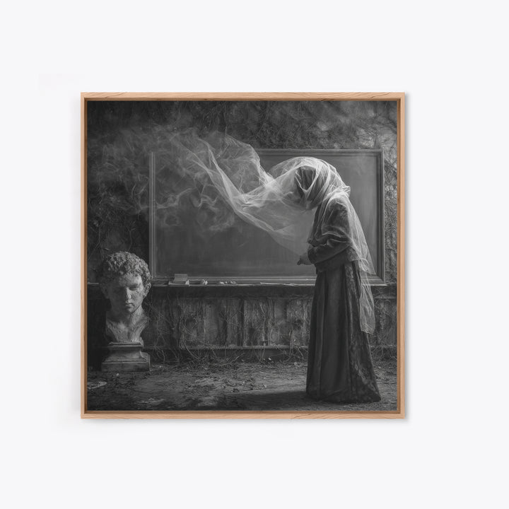 The Silent Schoolhouse, Square Wall Art, Gothic Horror Wall Art, Framed Canvas Print, Halloween Wall Decor, Gothic Home Decor