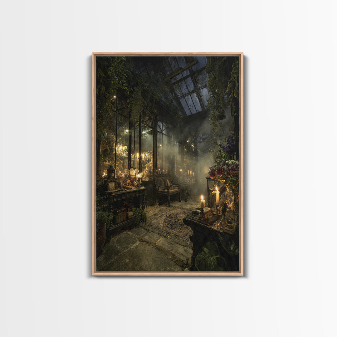 The Cemetery Greenhouse, Vertical Wall Art, Dark Fantasy Wall Art, Canvas Print, Halloween Wall Decor, Gothic Home Decor, Halloween Wall Art