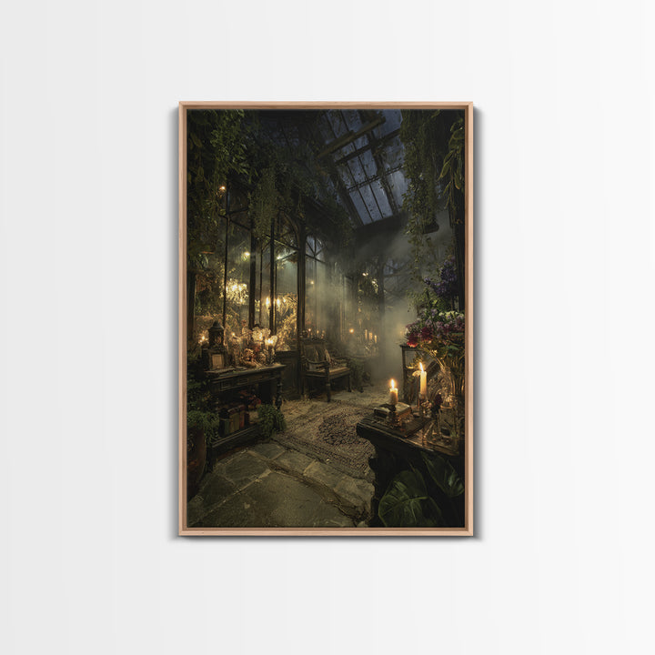 The Cemetery Greenhouse, Vertical Wall Art, Dark Fantasy Wall Art, Canvas Print, Halloween Wall Decor, Gothic Home Decor, Halloween Wall Art