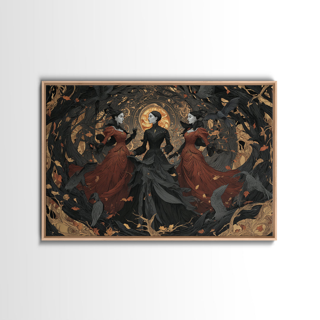 The Midnight Masquerade, Landscape Wall Art, Macabre Wall Art, Framed Canvas Print, Halloween Wall Decor, Gothic Home Decor
