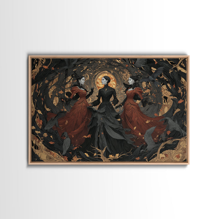 The Midnight Masquerade, Landscape Wall Art, Macabre Wall Art, Framed Canvas Print, Halloween Wall Decor, Gothic Home Decor