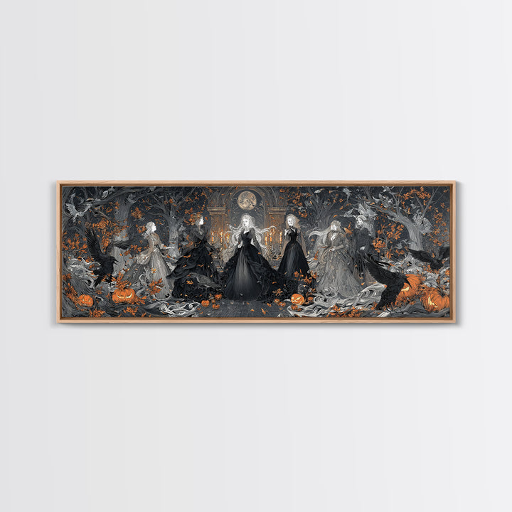 The Midnight Masquerade, Extra Wide Wall Art, Spooky Home Decor, Canvas Print, Halloween Wall Decor, Gothic Home Decor, Statement Wall Art