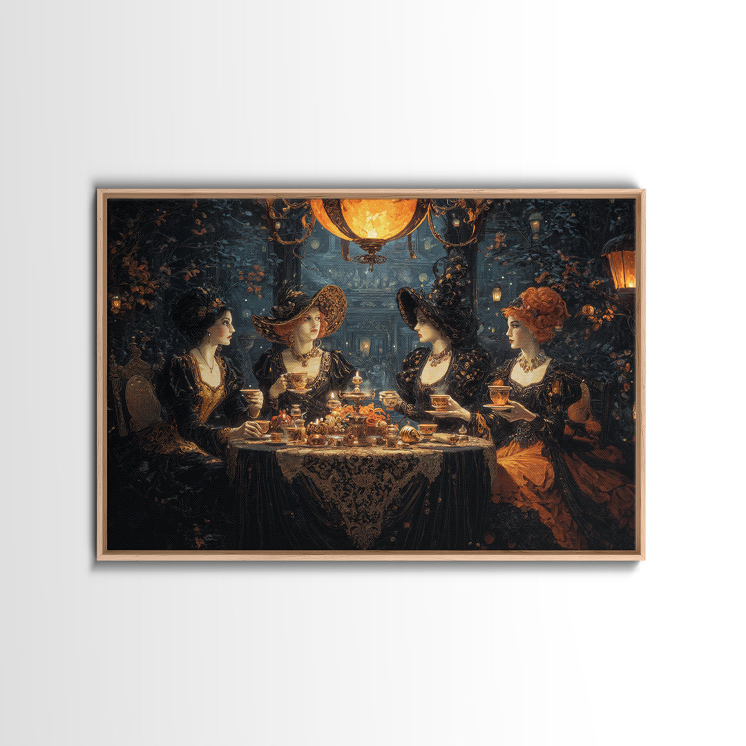 The Witches' Tea Party, Landscape Wall Art, Dark Fantasy Wall Art, Canvas Print, Halloween Wall Decor, Gothic Home Decor