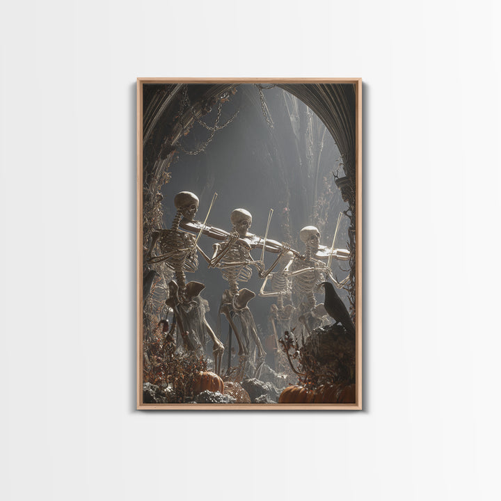 The Skeleton Orchestra, Vertical Wall Art, Dark Halloween Decor, Canvas Print, Halloween Wall Decor, Gothic Home Decor