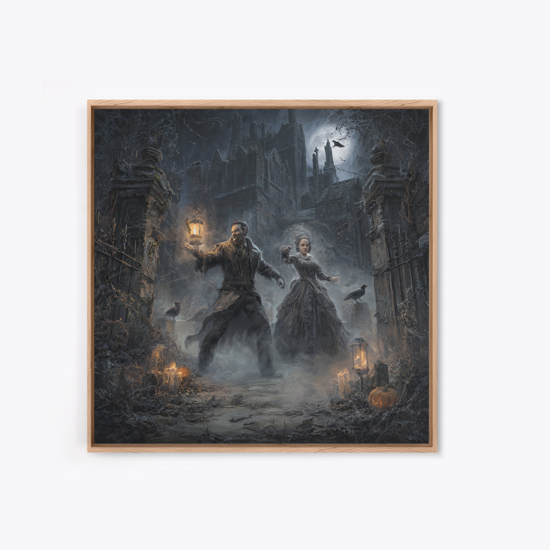 The Ghost Wedding, Square Wall Art, Gothic Horror Wall Art, Framed Canvas Print, Halloween Wall Decor, Gothic Home Decor, Halloween Decor