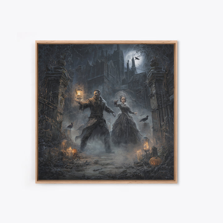 The Ghost Wedding, Square Wall Art, Gothic Horror Wall Art, Framed Canvas Print, Halloween Wall Decor, Gothic Home Decor, Halloween Decor