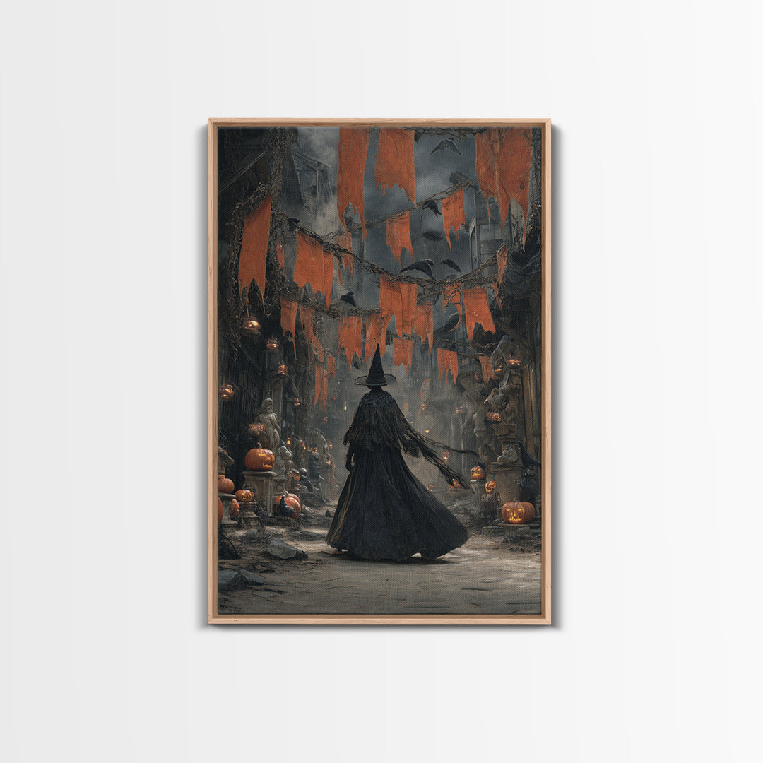 The Monster Parade, Vertical Wall Art, Haunted Gothic Art, Framed Canvas Print, Halloween Wall Decor, Gothic Home Decor, Halloween Wall Art