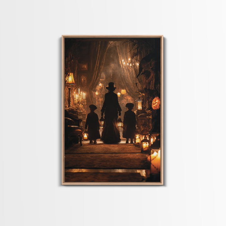 The Trick-Or-Treat Procession, Vertical Wall Art, Dark Fantasy Wall Art, Canvas Print, Halloween Wall Decor, Gothic Home Decor