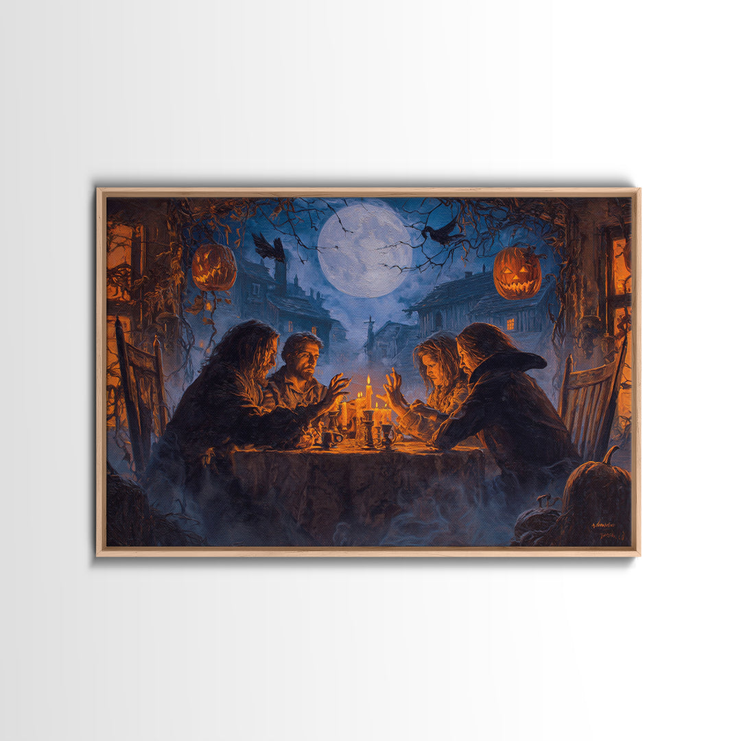 The Candlelit Seance, Landscape Wall Art, Gothic Horror Wall Art, Framed Canvas Print, Halloween Wall Decor, Gothic Home Decor