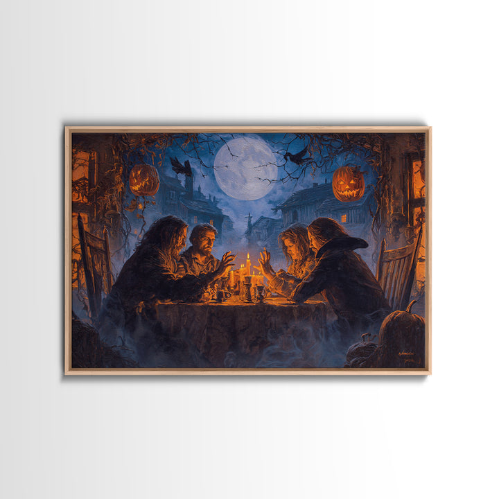 The Candlelit Seance, Landscape Wall Art, Gothic Horror Wall Art, Framed Canvas Print, Halloween Wall Decor, Gothic Home Decor