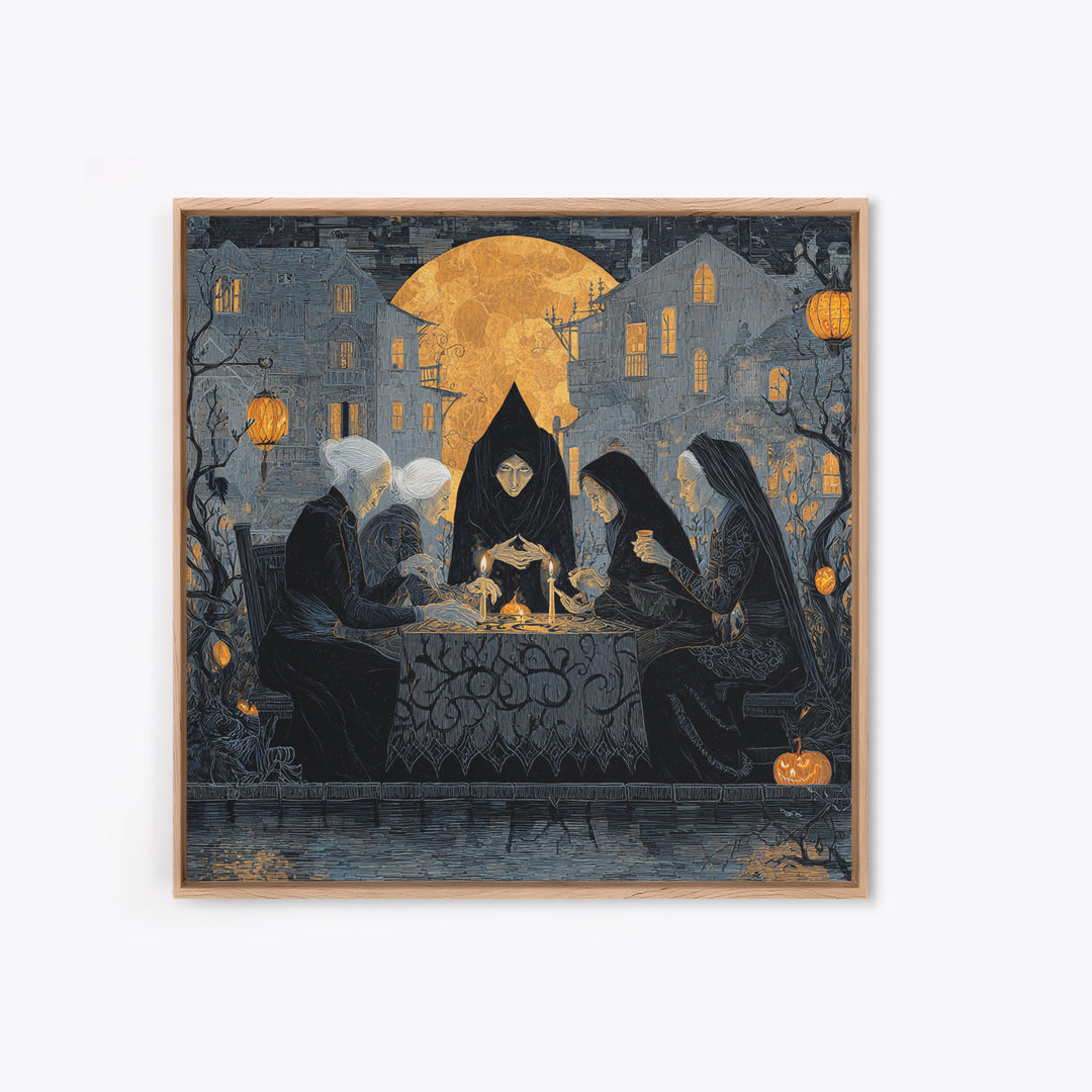 The Candlelit Seance, Square Wall Art, Dark Halloween Decor, Canvas Print, Halloween Wall Decor, Gothic Home Decor, Spooky Wall Decor