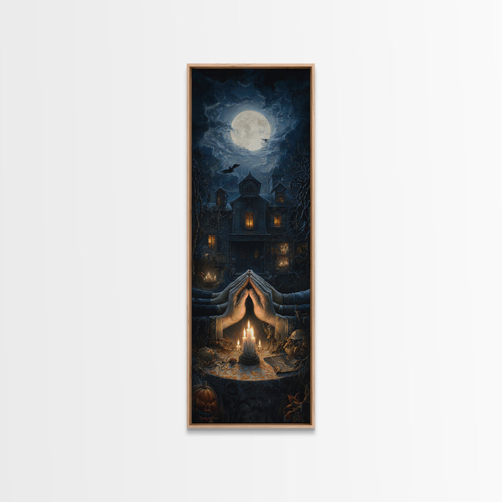 The Candlelit Seance, Tall Narrow Wall Art, Dark Fantasy Wall Art, Canvas Print, Halloween Wall Decor, Gothic Home Decor, Halloween Decor