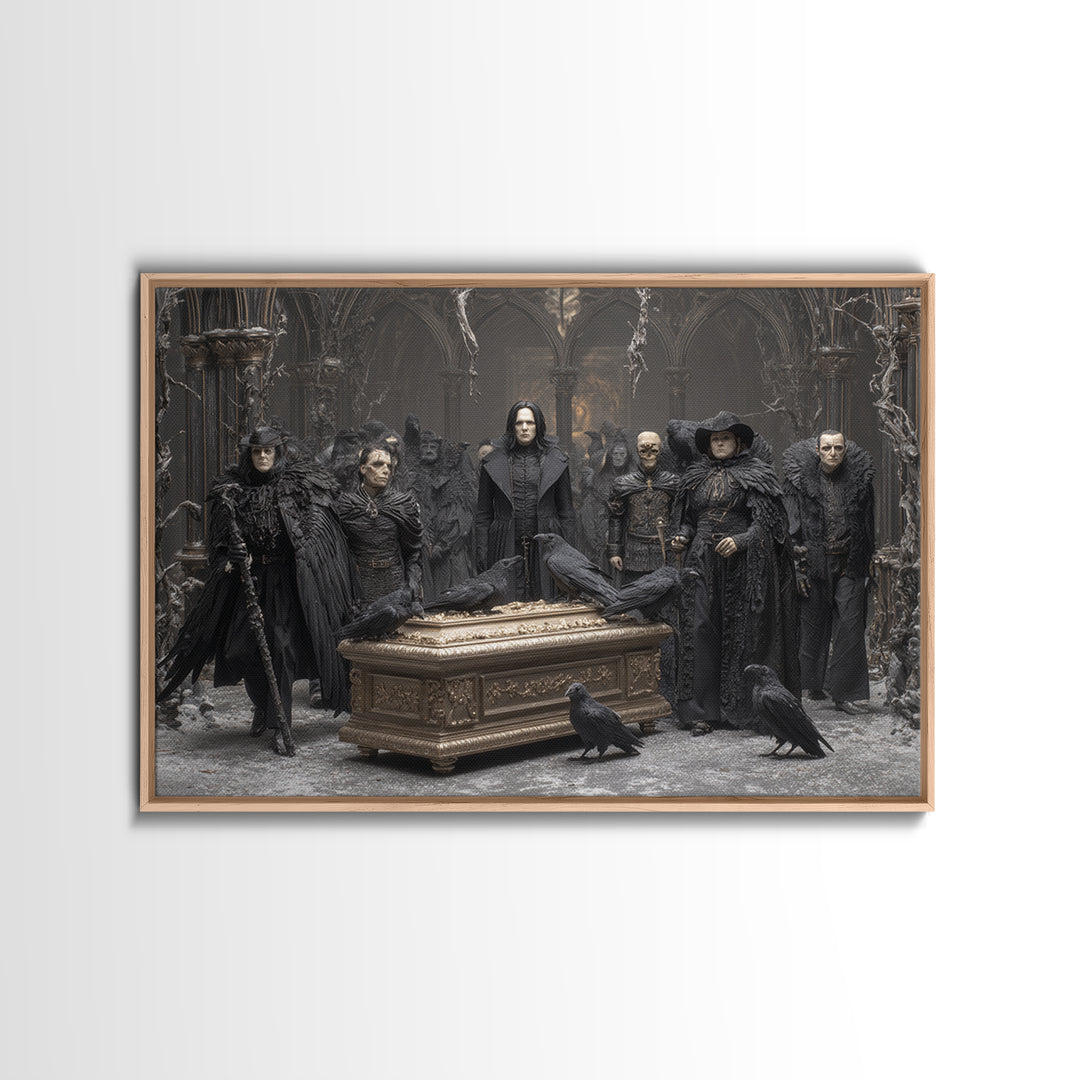 The Raven Funeral, Landscape Wall Art, Spooky Home Decor, Canvas Print, Halloween Wall Decor, Gothic Home Decor, Horror Wall Art