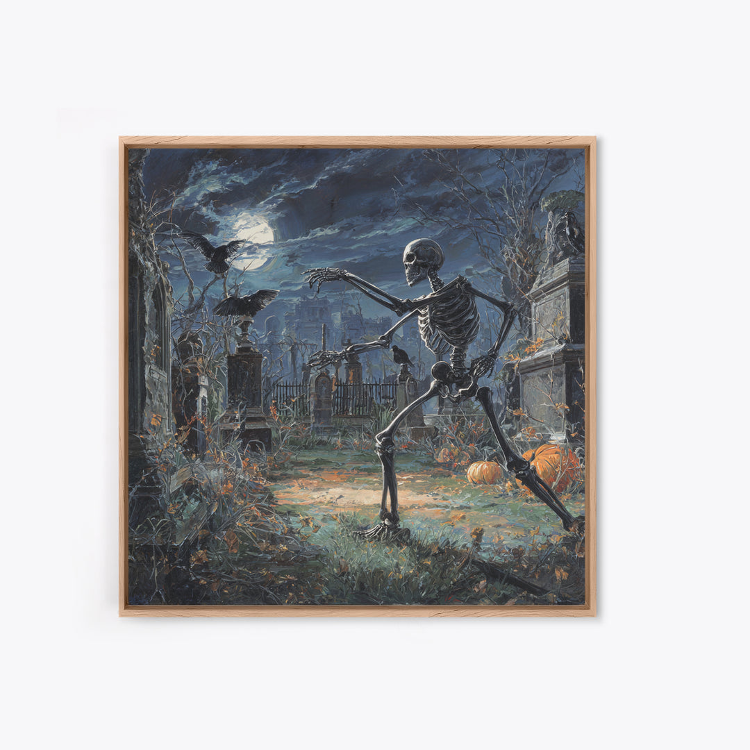The Graveyard Dance, Square Wall Art, Dark Fantasy Wall Art, Canvas Print, Halloween Wall Decor, Gothic Home Decor, Statement Wall Art