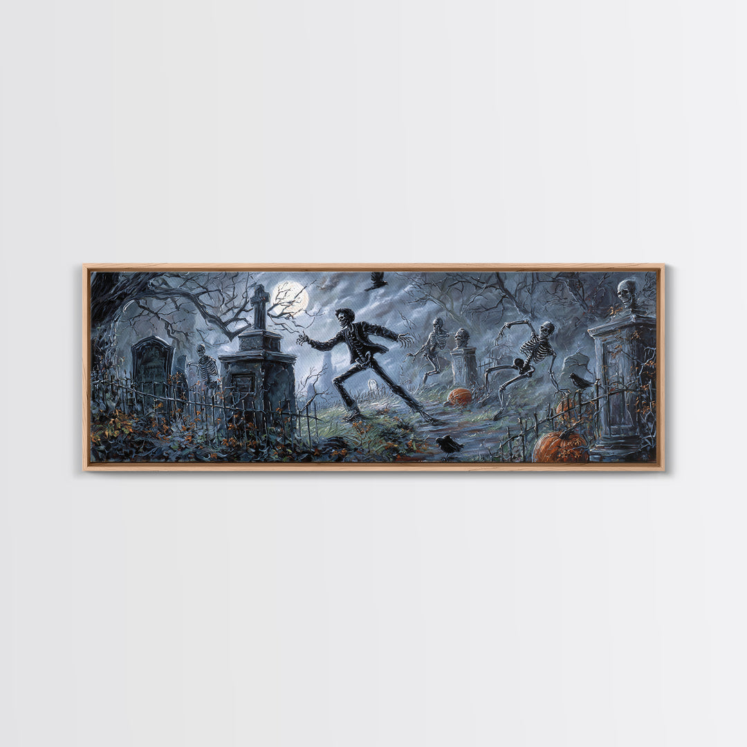 The Graveyard Dance, Extra Wide Wall Art, Dark Halloween Decor, Canvas Print, Halloween Wall Decor, Gothic Home Decor, Spooky Wall Decor