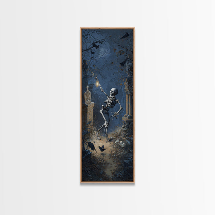 The Graveyard Dance, Tall Narrow Wall Art, Macabre Wall Art, Framed Canvas Print, Halloween Wall Decor, Gothic Home Decor