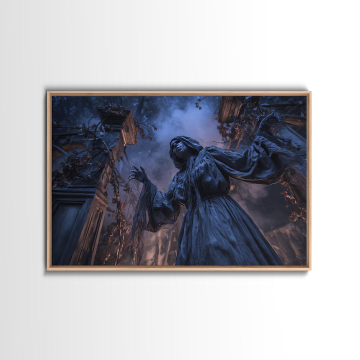 The Haunted Hayride, Landscape Wall Art, Gothic Horror Wall Art, Framed Canvas Print, Halloween Wall Decor, Gothic Home Decor