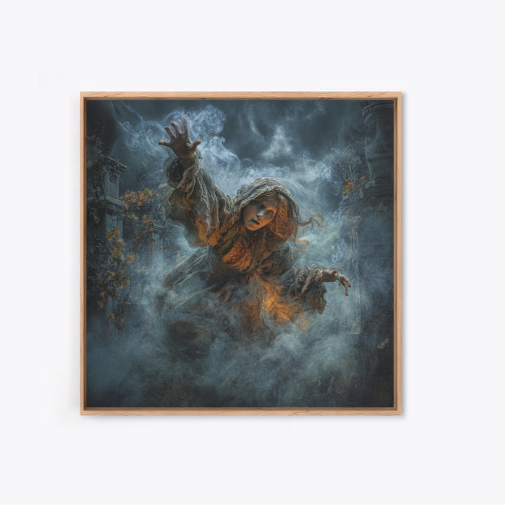 The Haunted Hayride, Square Wall Art, Haunted Gothic Art, Framed Canvas Print, Halloween Wall Decor, Gothic Home Decor, Statement Wall Art