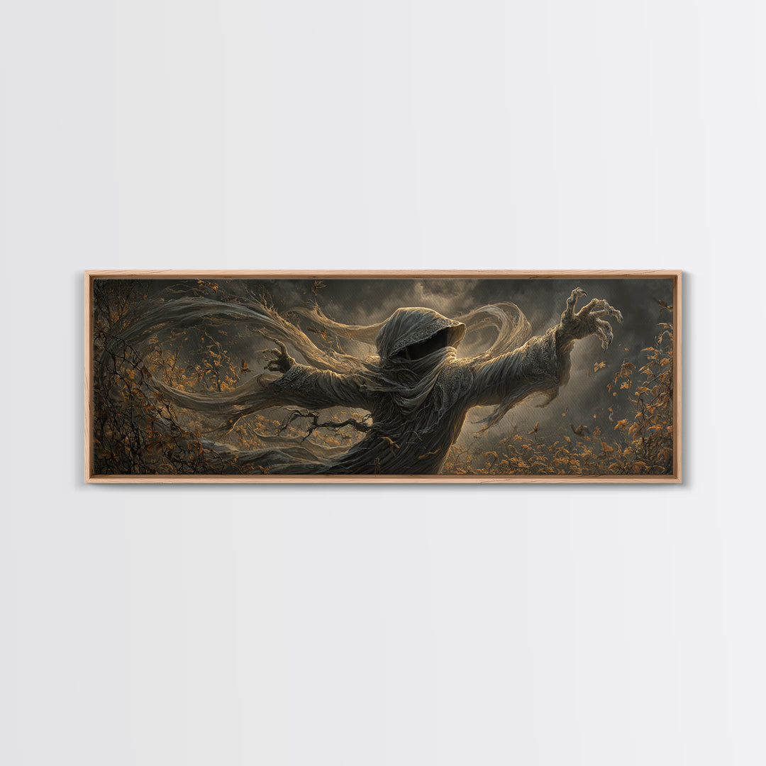 The Haunted Hayride, Extra Wide Wall Art, Macabre Wall Art, Framed Canvas Print, Halloween Wall Decor, Gothic Home Decor