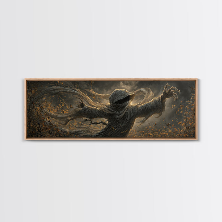 The Haunted Hayride, Extra Wide Wall Art, Macabre Wall Art, Framed Canvas Print, Halloween Wall Decor, Gothic Home Decor