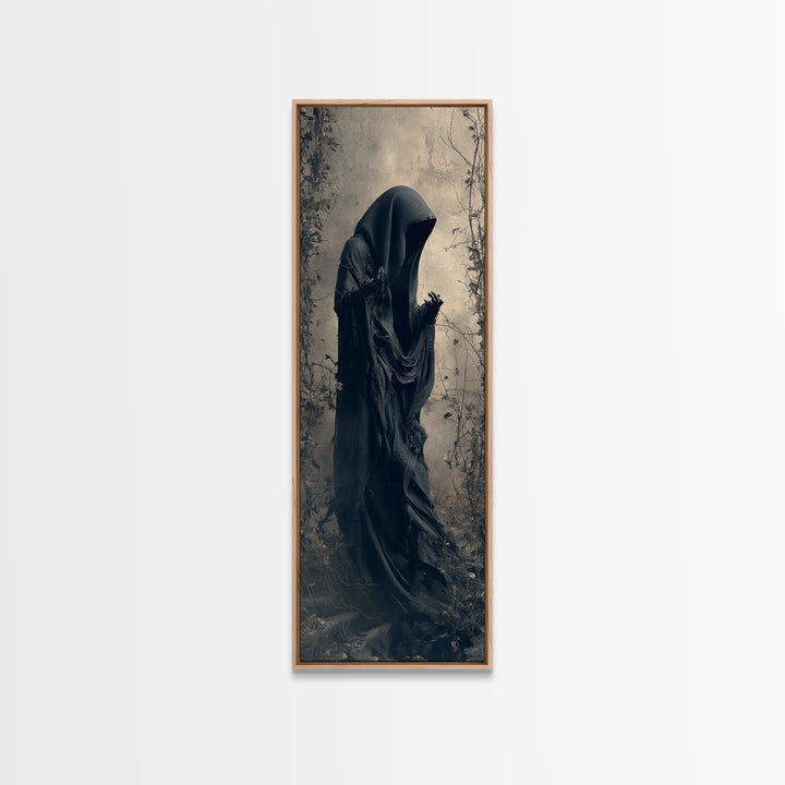 The Haunted Hayride, Tall Narrow Wall Art, Gothic Horror Wall Art, Framed Canvas Print, Halloween Wall Decor, Gothic Home Decor