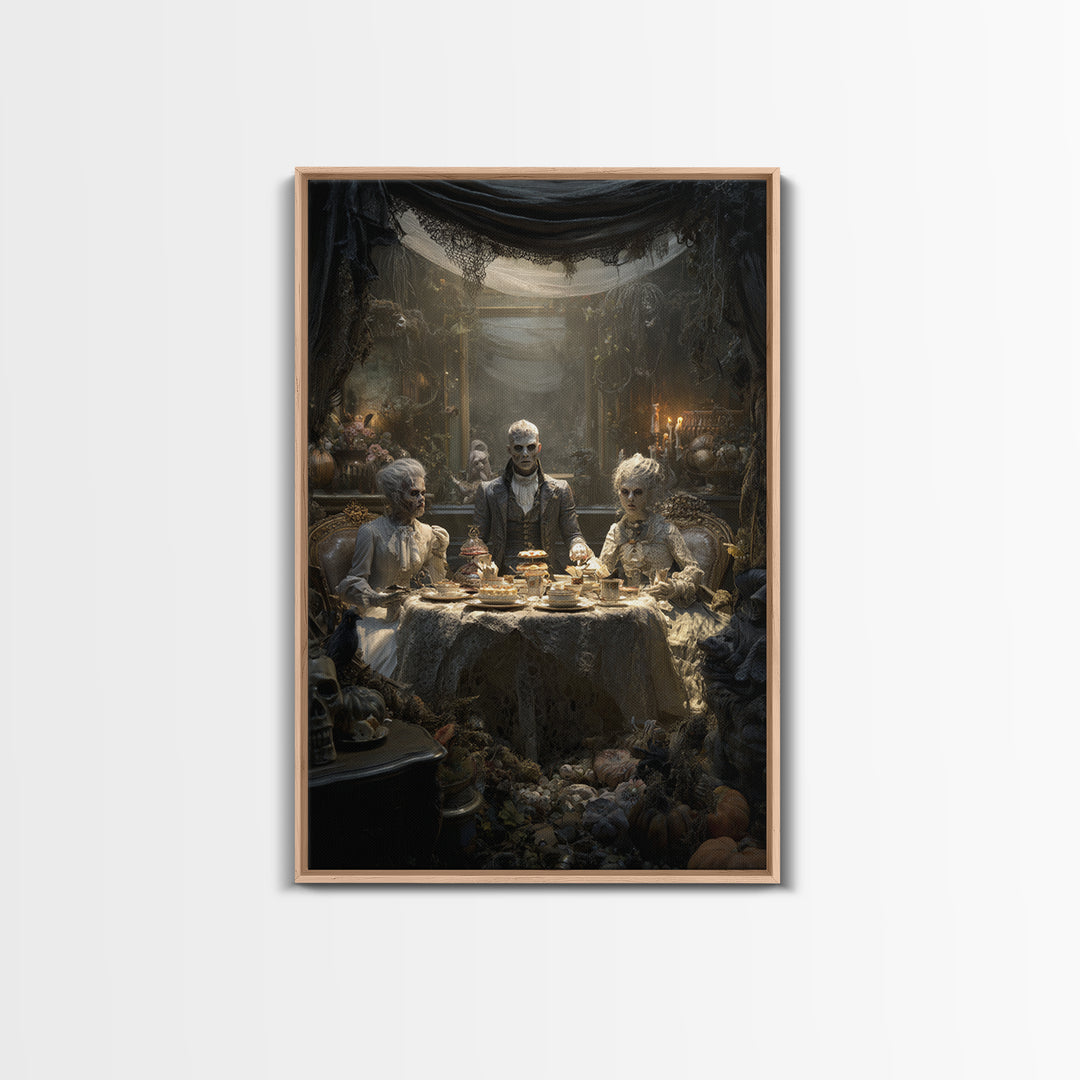 The Zombie Picnic, Vertical Wall Art, Spooky Home Decor, Canvas Print, Halloween Wall Decor, Gothic Home Decor, Halloween Wall Art