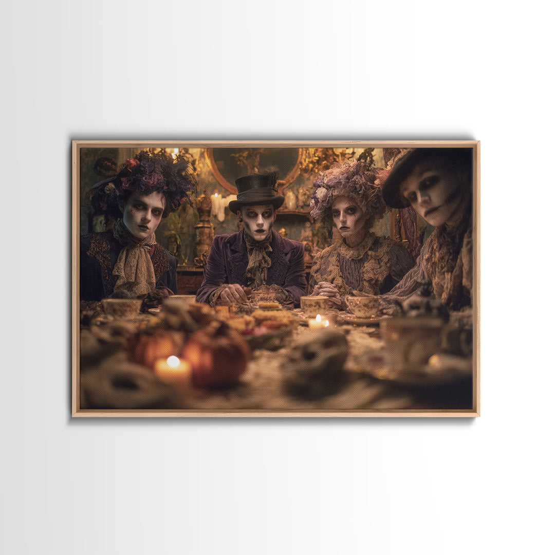 The Zombie Picnic, Landscape Wall Art, Gothic Horror Wall Art, Framed Canvas Print, Halloween Wall Decor, Gothic Home Decor