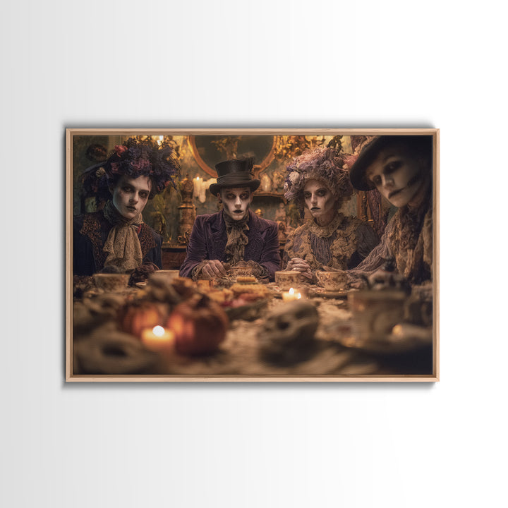 The Zombie Picnic, Landscape Wall Art, Gothic Horror Wall Art, Framed Canvas Print, Halloween Wall Decor, Gothic Home Decor